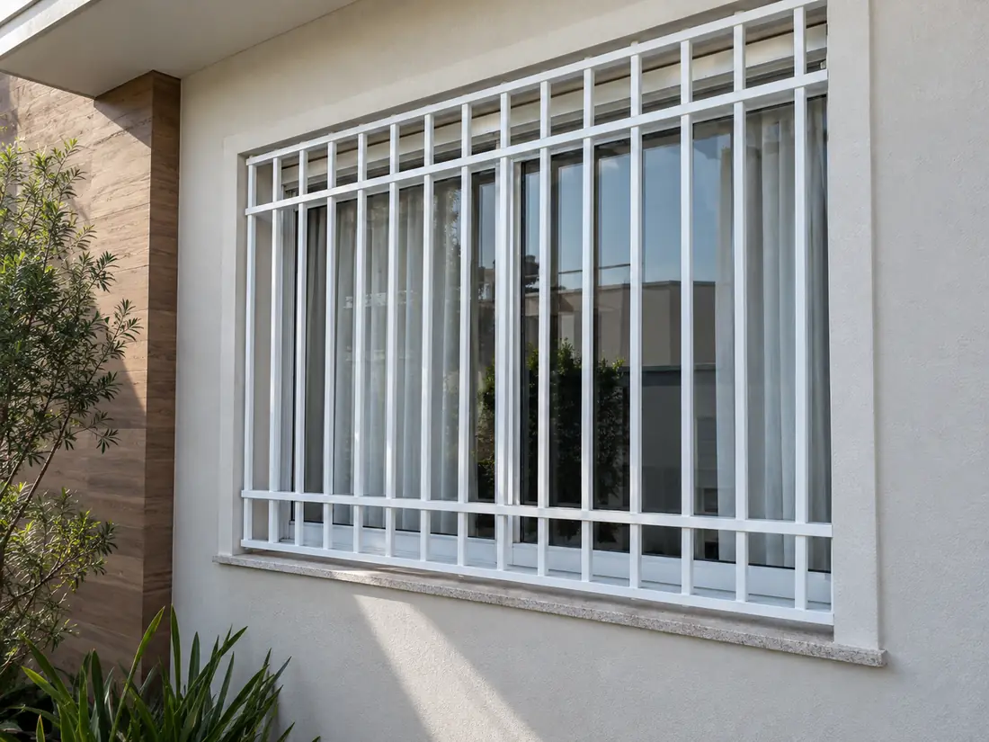 Grade de alumínio instalada em janela residencial
