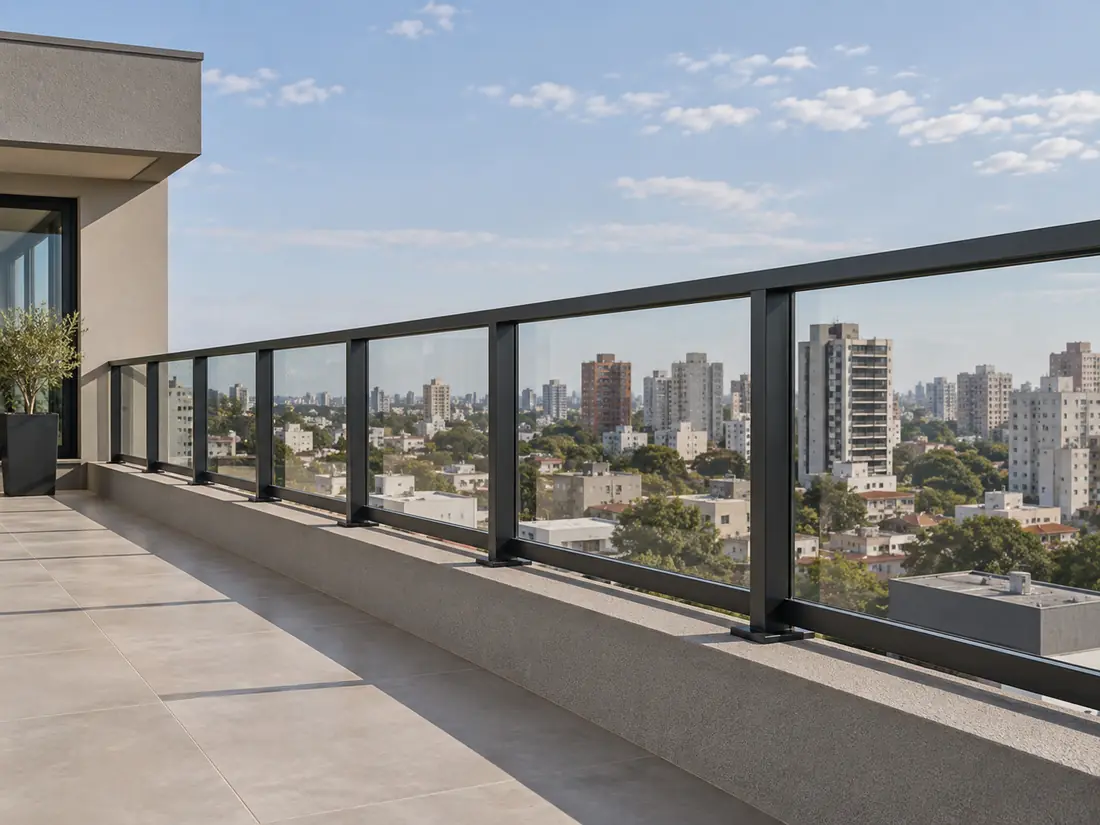 Guarda-corpo de alumínio instalado em terraço